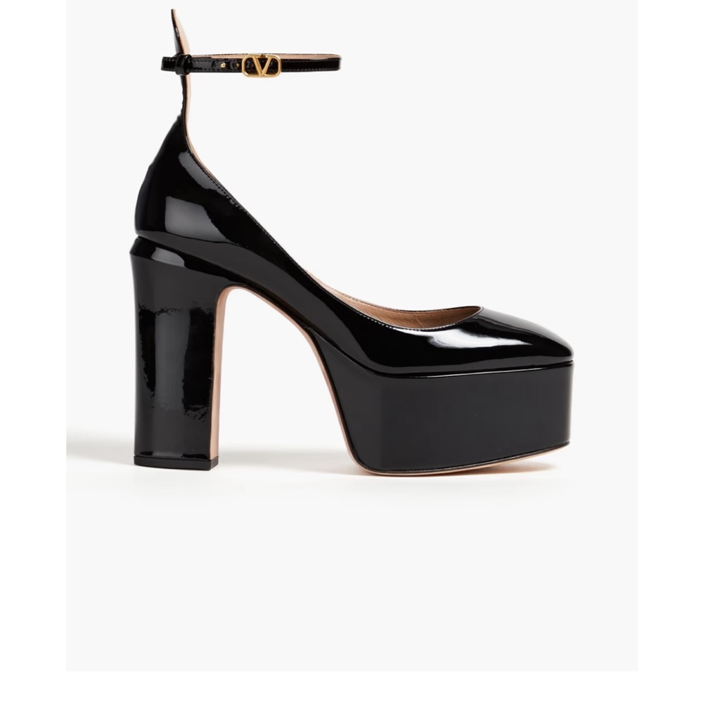 COPY - Tan-Go 120 patent-leather platform pumps
Original value 1400, now online…